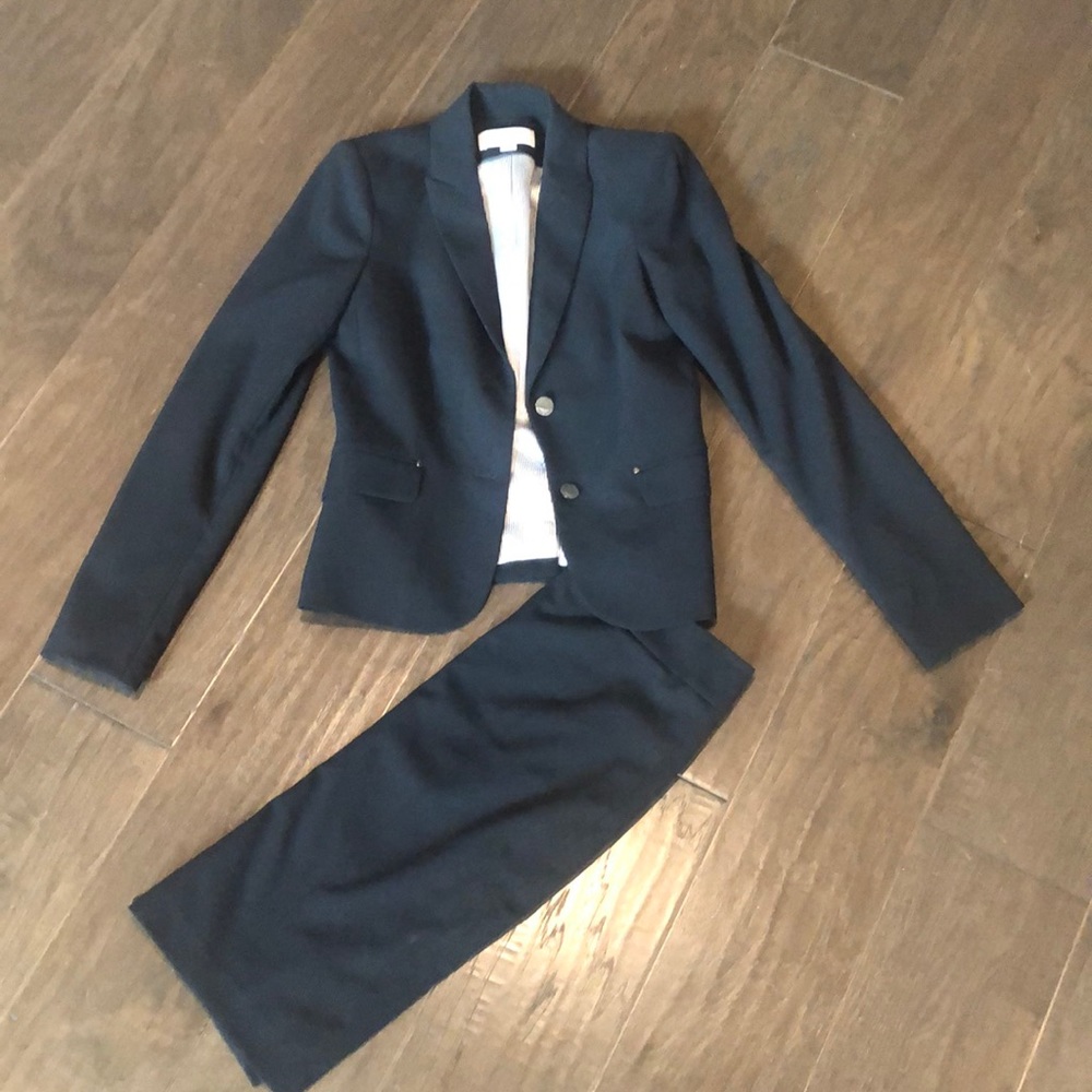 Navy blue two piece suit